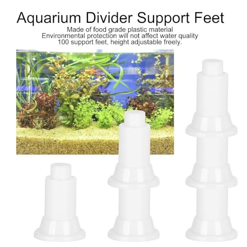 100Pcs Aquarium Divider Support Feet Adjustable Height Design PVC Tank Partition Legs for Fish Tank Cleaning Decoration(White) - color: White