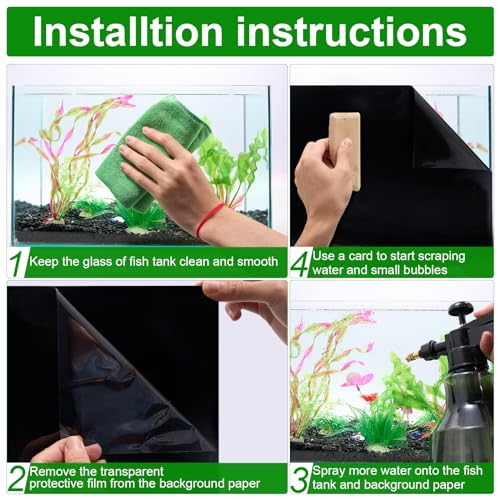 COCODE Black Aquarium Background Static Cling, 27.6"x11.8" Self Adhensive Fish Tank Background, Vinyl Aquarium Backdrop Sticker, Fish Tank Poster Aquarium Wallpaper Decorations - size: 27.6"x11.8"