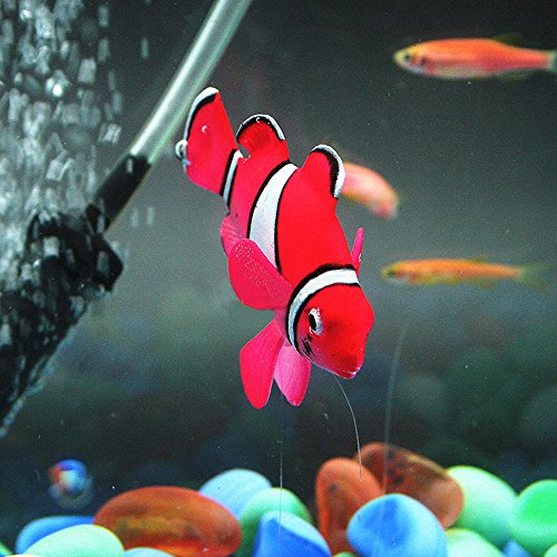 Silicone Aquarium Artificial Floating Glowing Clownfish Set Decor Ornament for Fish Tank, 4 Color (Red, Green, Orange and Black)