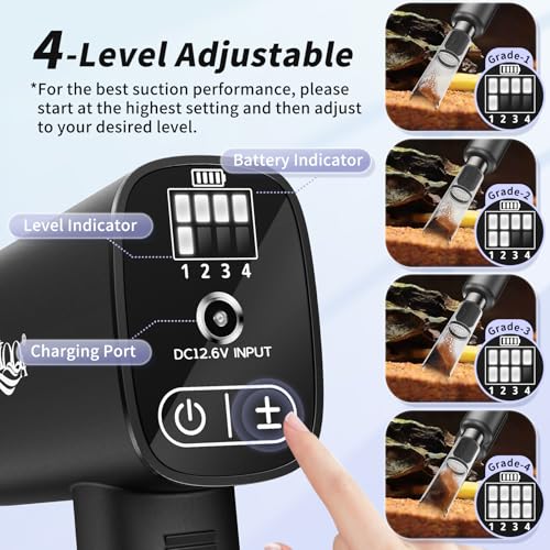 AQQA Aquarium Vacuum Gravel Cleaner 20W Electric Rechargeable Fish Tank Cleaner Tools for Automatic Water Changing, Debris Clean& Sand Washing, Strong Suction with 4-Speed Adjustable (20W, 480GPH) - size: 20W 480GPH