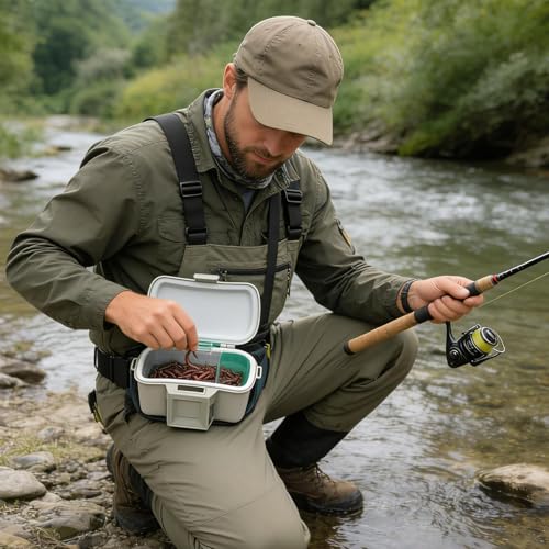 Worm Box - Insulated Waist Organizer Portable - Fishing Bait Case,for Boat Kayak Camping Shrimp Aquarium Sports Outdoors Saltwater Freshwater
