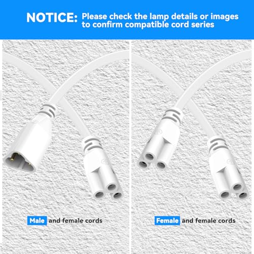 SHOPLED 6FT Male-to-Female Extension Connection Cords for T5 T8 LED Shop Lights, 1.8 Meter Connecting Wire Linkable Integrated Tube Ceiling Lights (4-Packs) - style: 6FT M/F Connection Wire