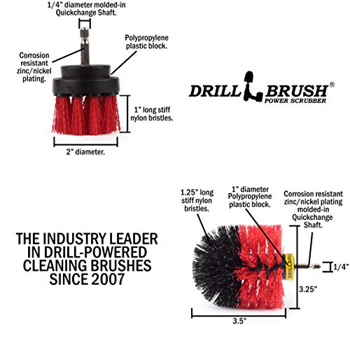 2 Piece Red Stiff Brush Cleaning Set - Outdoor Cleaning Brush Sets - Home Siding Cleaning Brush - Masonry Brick and Stone Cleaning Tools - Deck and Patio Scrubbers - Gutter Cleaning Outdoor Brush Set - color: Red