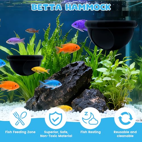 2 Pcs Floating Betta Hide & Shrimp Cave – All-in-One Aquarium Hammock, Aquarium Floating Betta Fish Skins, 3D Printed Feeding and Resting Shelter for Small Shrimp - color: Black