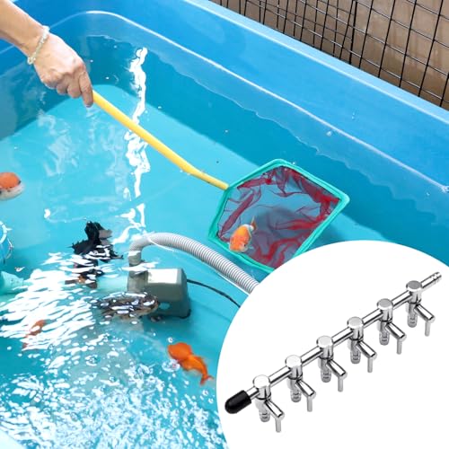 3 Pack 6 Way Aquarium Stainless Steel Air Flow Control Lever Valve with Airline Tubing Connector for Air Pumps Fish Tank Multi-Port Distributor Splitter - style: 6-Way