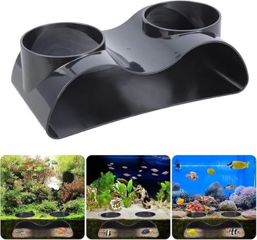 Fish Tank Decor Aquarium Cave - 2-Hole Aquarium Tunnel Fish Tank Cave + 360° View | Under Gravel Fish Hideout Fish Tank Accessories for Betta Fish, Shrimp, Corydora, Pleco (Black Round) - color: Black Round