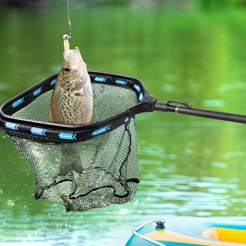 PLUSINNO Floating Fishing Net with Telescoping Handle, Carbon Fiber Ultralight Long Fish Net, Collapsible Landing Net 6.56/7.86Ft, Fishing Gear Kayak Accessories for Bass Trout Salmon - style: 7.86 Ft / 2.4m Full Length