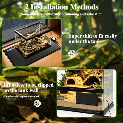 8 by 12-inch 16W Reptile Heating Pad Graphene with Temperature Control Reptile Tank Heat Pad Terrarium Under Tank Heater Mat for Snake Lizard Hermit Crab Reptiles Turtle Thermostat - size: 8"x12" 16W