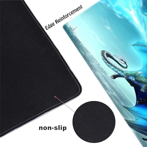 Blue Dragon Customized Large Extended Gaming Mouse Pad with Stitched Edges and Non-Slip Rubber Base,Suitable for Office and Home Use,31.5x15.7 Inches - color: Blue Dragon