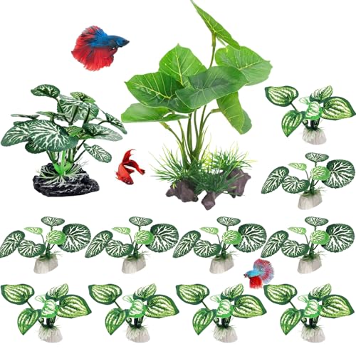 Betta Fish Tank Decor 12 Pack Silk Aquarium Plants for Aquarium Decoration and Pet Hiding