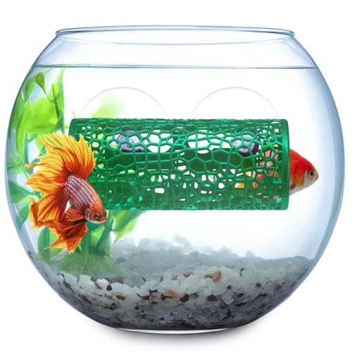 Honeydak 2 Pcs Betta Fish Tank Accessories Betta Tunnel Fish Toys Safe Hollow Hammock Cave Aquarium Decor with Suction Cups for Small Shrimp Reptile Guppies(Green,Hideout Tube) - color: Green