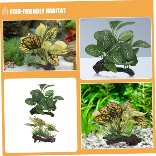 2pcs Aquarium Artificial Plastic Plants Fish Tank Accessories Leaf Hammock Pad Small Tank Decorations Plastic Fish Hides for Betta and Goldfish