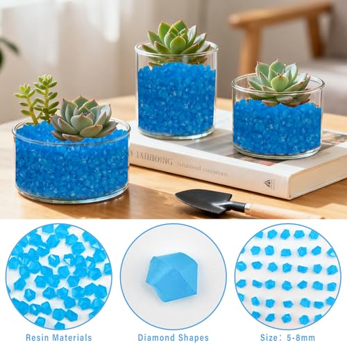 2000PCS Glow in The Dark Rocks for Fish Tank Glow Rocks for Outsode Pond Glow in The Dark Gravel for Aquariums Walkway Pathway Outdoor Plants Landscape(Bule),5-8mm - size: 2000, style: Blue