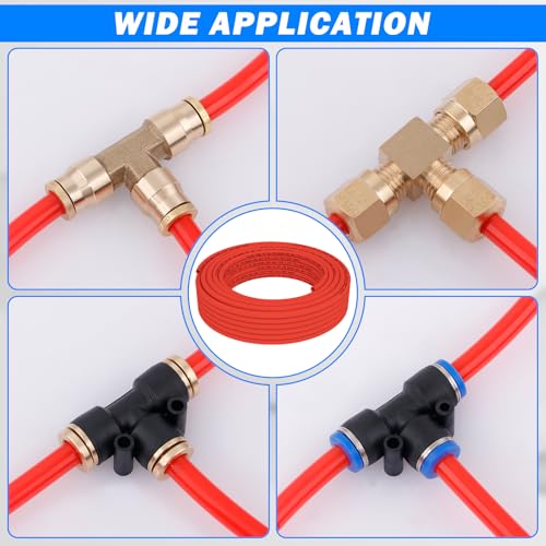 CheeMuii 50 FT 1/4" DOT Air Line Red 1/4 PA12 Nylon Pneumatic Tubing 15.2 Meter 1/4 Inch OD Pneumatic Air Tubing Pipe Hose Line for Semi Truck Trailer or Industrial Air System - color: Red, size: 1/4"OD-50FT