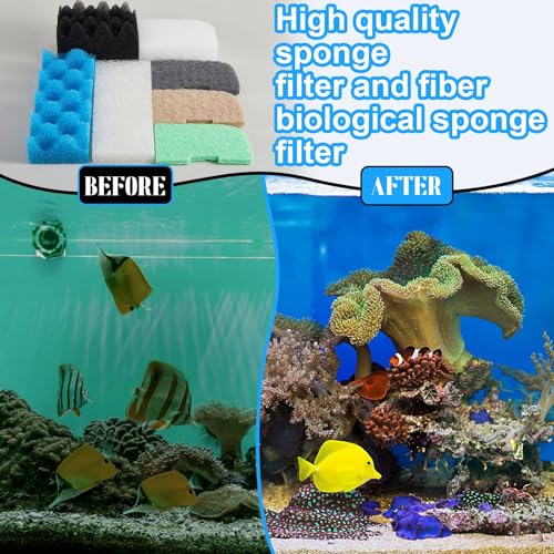 Threlaco 74 Pcs Filter Media Compatible with Fluval 306/307, Aquarium Replacement Media Kit, Foam, Activated Carbon, Nitrite/Phosphate/Ammonia Remover, Towel, Grease, Mesh Bags - style: 306/307