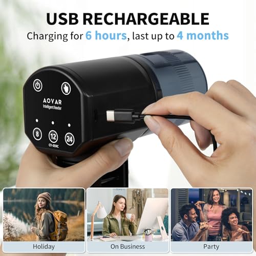 Automatic Fish Feeder for Aquarium: Rechargeable Fish Feeder Dispenser,Moisture-Proof & 200ML Large Capacity Betta Turtle Vacation Feeder,Auto Fish Food Dispenser Timer for Weekends/Business - size: CY-059C