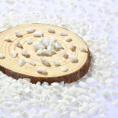 White Broken Glass Pieces for Resin Art.3-6mm Broken Glass Pieces Decor Filler,Crushed Glass for Vase Pool/Candle Tray/Fish Tank/Garden Decoration (1.2pound/Jar) - color: White