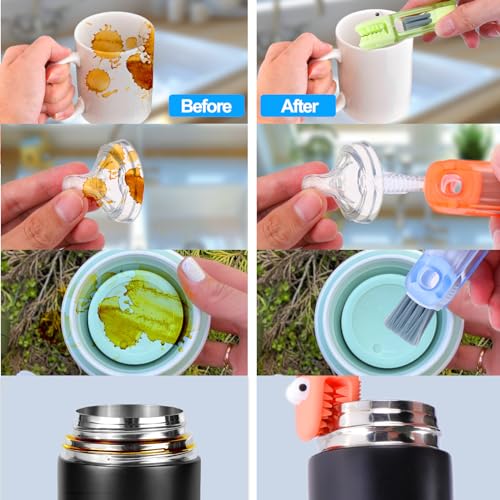XANGNIER 4 in 1 Cup Lid Gap Cleaning Brush Set,Multifunctional Water Bottle Lid Cleaner Brush,3 Pack Water Bottle Crevice Cleaning Tool,Tumbler Lid Cleaner Brush for Stanley/YETI Cup,Kitchen Gadgets - color: 4 in 1 Cup Lid Cleaning Brush-3 Pack