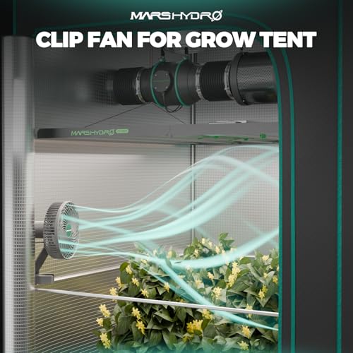 MARS HYDRO Updated 2-Pack M6 Grow Tent Fan, A powerful Oscillating Clip Fan with Low Noise for Hydroponic Plants and Ventilation Circulation with convenient APP/WiFi Control. - size: 2PCS