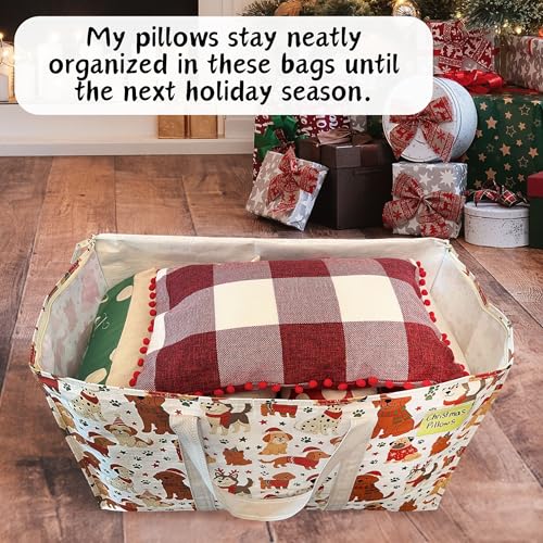 VENO 6 Pack Heavy Duty Moving Bags, Extra Large Storage Bags with Reinforced Handles & Strong Zippers, Foldable & Reusable Moving Box Alternative for Clothes & Dorm Storage - color: Holiday Pups, size: 6 Pack
