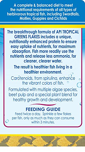 API TROPICAL GREENS FLAKES Tropical Fish Greens Flakes Fish Food 2.1-Ounce Container - size: 1 Count (Pack of 1), style: Tropical Greens