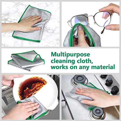 Airlab Glass Polishing Cloth Streak Free Miracle Cleaning Cloth Lint Free Microfiber Cleaning Rags for Glasses Kitchen Dish Mirrors Easy Clean, Pack of 6, 12" x 12" - color: Sliver, Pack of 6