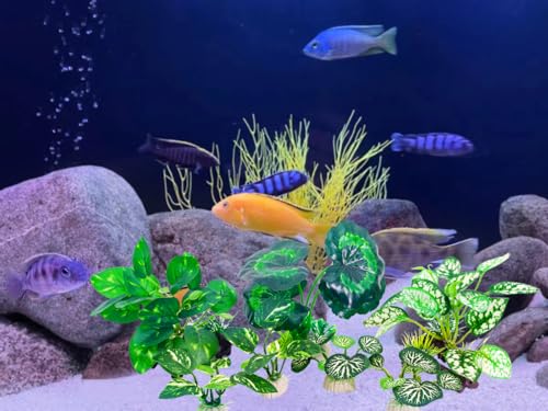 Betta Fish Tank Accessories 7 Pack Silk Aquarium Plants Decoration Artificial Fish Tank Plants Set for Aquariums Decor - color: F-7pcs Set/Green