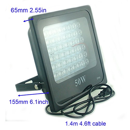QUANS 50W Ultra Violet UV LED Light for Curing Glue Blacklight Fishing Aquarium Glow in the Dark Special Effects, 110V US Plug (50 Watt)