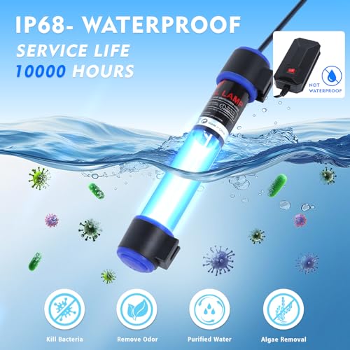 11W UVC Aquarium Light for Fish Tank and Pond – Quartz Tube Waterproof UV Lamp, Water Clarifier for Clearer Water - color: Switch, size: Switch 11w