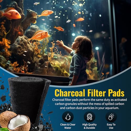 CFS Aquarium Carbon Pad - Cut to Fit Carbon Infused Filter Pad Media for Clean & Clear Fish Tank and Ponds (Carbon filter, 10.5" x 36") - size: 1 Pack - 10.5" x 36" – 1/8" Thickness