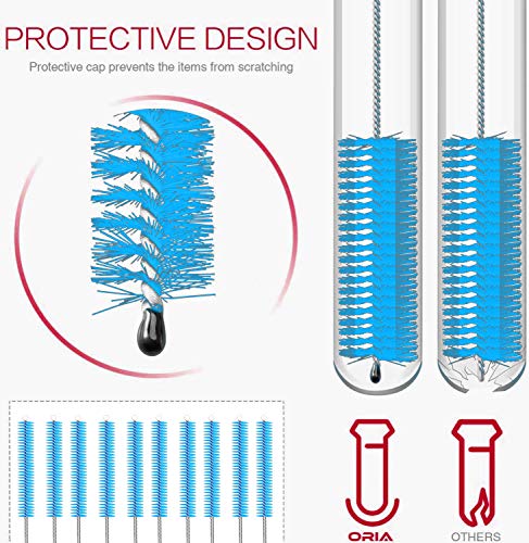 Long Straw Brush Cleaner (10 Pack), Flexible Nylon Tube Cleaning Brushes with 0.4" Bristles, Rust-Proof Stainless Steel Wire Washer for Reusable Tumblers, Sports Bottles & Pipes (10 Inch) - color: Blue