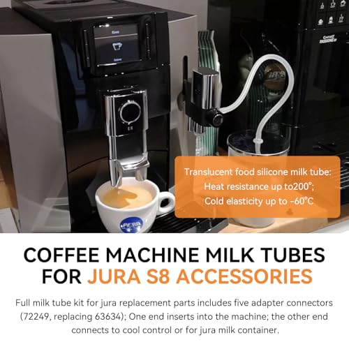 Milk Tube Hose Set with Jura Milk Pipe HP3 Connectors and Hose Brush for Jura Coffee Machines, Coffee Pipe Fit for Jura GIGA 6 10 W10 X5 S8 E8 Z10 Z8 Z7 Z5 Z6 Z8 Z9 J6 J8 J9 S80 WE8 C9, Silicon Tube