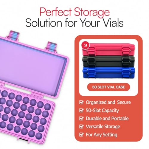 3D Printed Vial Storage Case - Waterproof 3ml Vial Storage Case with 50 Slots - Freezer Safe Hard Shell Essential Oil Case for Home, Fridge, Travel, 16mm Max Diameter, 35mm Max Height - color: Arctic Teal, size: 50 Slots