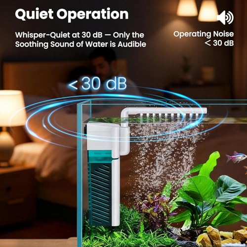 Small Aquarium Filter, Fish Tank Filter, Suitable for 10-20 Gallon Fish Tanks, 5W 110GPH with Two Modes Switching Function. - size: 5W