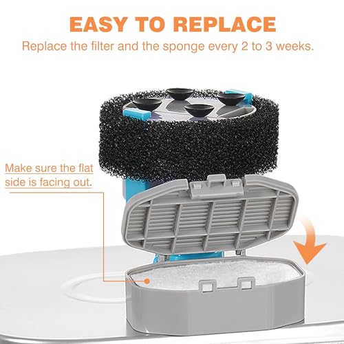 Rellaty Official Cat Fountain Filters Replacement： Pre-Filter Sponges for 3.2L/108oz Automatic Pet Water Fountain - Includes 12 Sponge Filters & 12 Carbon Filters
