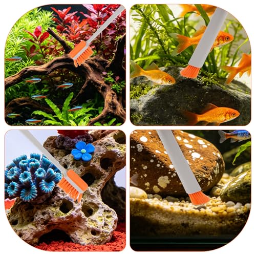 2pcs Small Fish Tank Cleaning Brush, 30x3cm/11.81x1.18in Aquarium Algae Scraper with 4 Felt Replacement Cloths for Cleaning Glass and Acrylic Aquariums