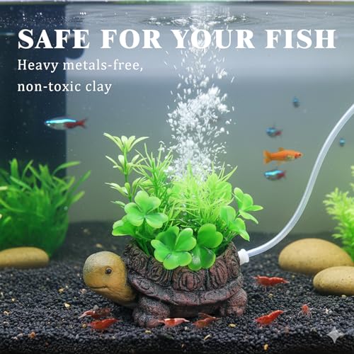 Turtle Tank Accessories Fish Tank Bubbler - Realistic Resin Turtle Aquarium Decor with Air Stone, Aquarium Bubbler Decorations for Fish Tank Oxygenation and Landscape Enhancement, With Air Tubing - color: B Turtle