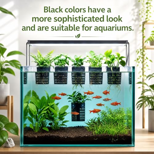 Mifoci 6 Pack Aquarium Plant Holder 3.35 x 2.17 x 4.53 Inches Adjustable Height with Suction Cups Extendable Hook Hanging Planter for Fish Tank Aquaponic Cultivation and Aquascape Decoration(Black) - color: Black