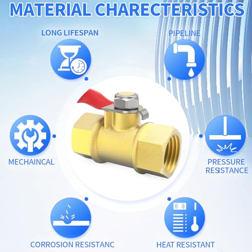 ChillWaves Brass Ball Valve, Air Compressor Ball Valve Shut Off Switch 1/4" NPT Female x 1/4" NPT Female Thread Pipe Fitting(4-PACK) - size: 1/4" FNPT x 1/4" FNPT, style: PACK OF 4