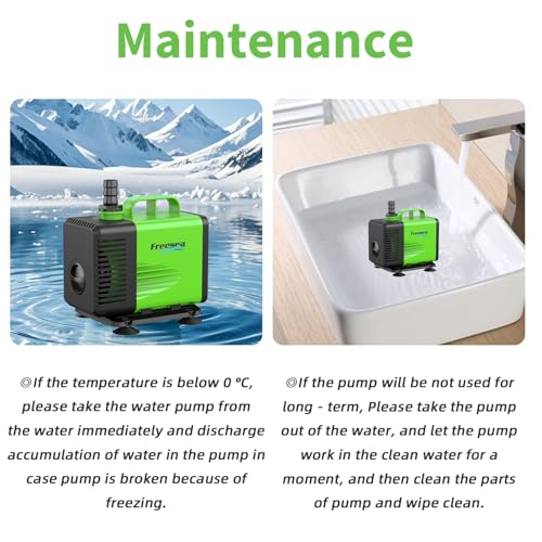 FREESEA Submersible Water Pump for Pond: 1350GPH 150W Fountain Pump with 6.6ft Tubing for Aquarium Fish Tank Waterfall Hydropoic - size: 150W/1350GPH