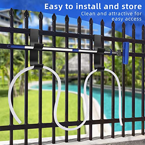 codree 2 Pcs Pool Fence Hooks for Pool Equipment- Black Heavy Duty Fence Hooks for Pool Poles- Slipe-on Fence Hanger for Pool Hose Pool Skimmer, Fit 3/4 Inch to 1-1/4 inch Railing - color: Black-2