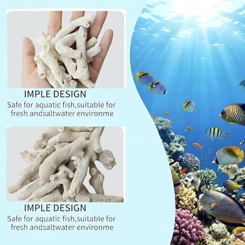 Premium Aquarium Crushed Coral Filter Media Set, 2.2lb Bio Filter Bags with Artificial Plants, pH Balancing for Freshwater Aquarium