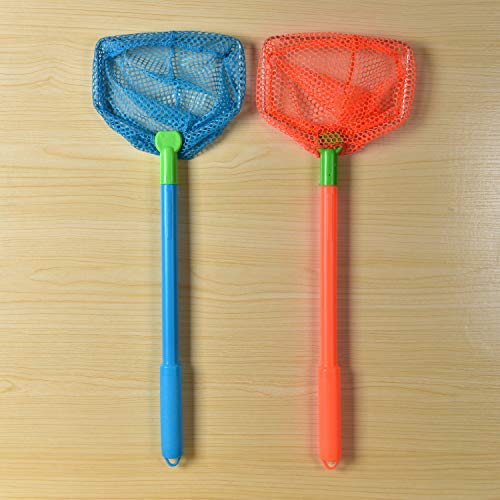 Coopay 2 Pieces Butterflies Fishing Net Catching Bug Floating Bait Beach Nets for Outdoor Playing - color: Blue + Orange