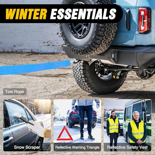 Nilight Car Emergency Kit with Jumper Cable, First Aid Kit Safety Assistance Tools for Travel Camping Outdoor Cars Truck SUV RV, Roadside Essentials with Flash Light - color: Essential Kit+Digi Air Compressor+Tire Fuse kit