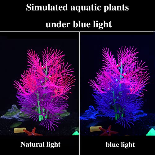 Aquarium Decorations Glowing Silicone Ornament for Tank Landscape Decor - Betta Fish Tank (Purple)