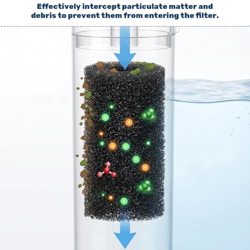 6 Pcs Aquarium Filter Sponge, Pre-Filter Sponge Foam Replacement Filtration Kit, Round Black Foam-Filter, Aquarium Pre Filter-Foam Rolls, Replacement Foam Cover