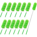 Tanlade 12 Pcs Microfiber Feather Duster for Cleaning 13-31 Inch Extendable Cobweb Dusters Ceiling Fan Duster Washable Bendable Tool for Office Car Window Furniture (Green) - color: Green