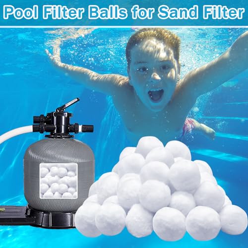ZeeDix 3.2 lbs Pool Filter Balls for Sand Filter Pump, New Upgrade Efficient Swimming Pool Filter Sand Alternative(Equals 100 lbs Pool Filter Sand), Reusable Eco-Friendly Fiber Filter Media Balls - size: 3.2lbs