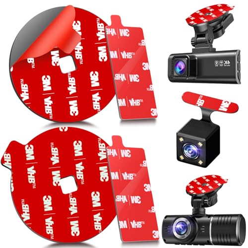 4Pcs Adhesive Sticky Pads for Front and Rear Dash Cam, Heat Resistant Round Mounting Tape for Dashcam Suction Cup Mount, Double Sided Sticker Replacement Attach to Windshield, Car Window/Glass