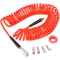 Hromee 1/4 in x 30 ft Polyurethane Recoil Air Compressor Hose with Bend Restrictors Compressor Hose with 1/4" Industrial Universal Quick Coupler and 4PCS I/M Plug Kit, Red - size: 30FT